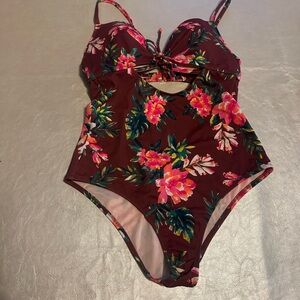 Shade & Shore Floral One Piece - Pink and Green